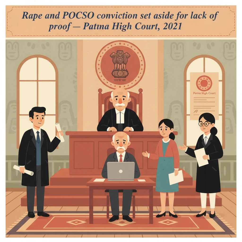 Courtroom illustration showing a judge reviewing evidence in a POCSO rape appeal.