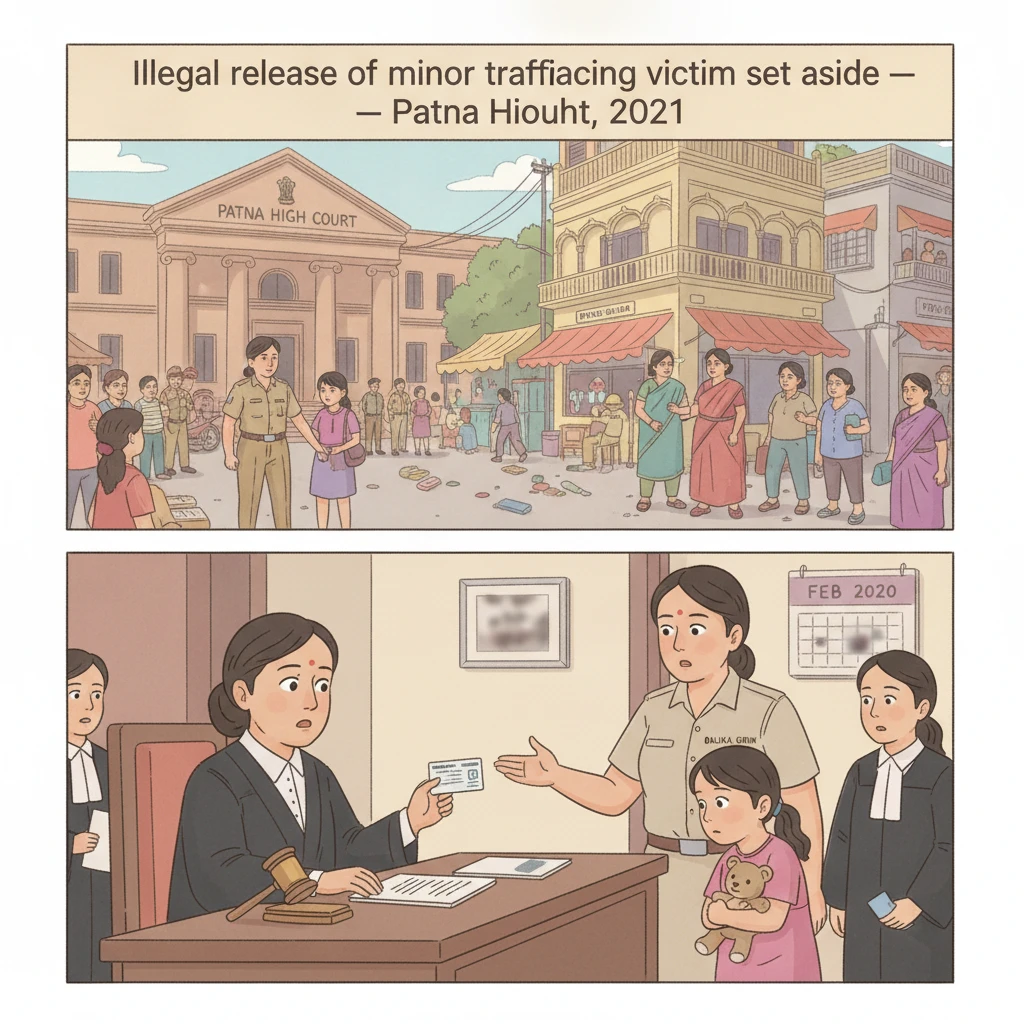 A courtroom scene in Patna depicting judicial protection of a rescued minor girl.