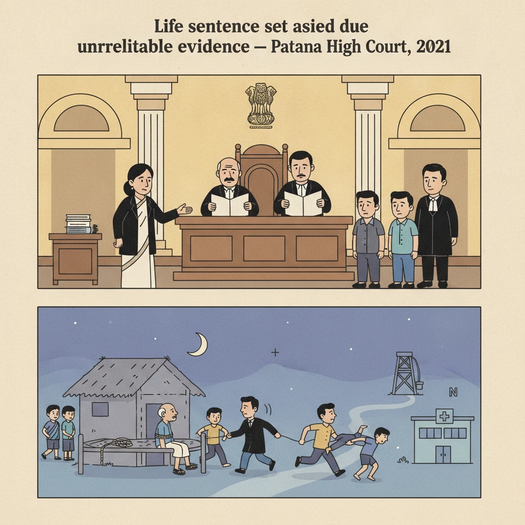 Illustration of Patna High Court reviewing a village murder conviction on appeal.