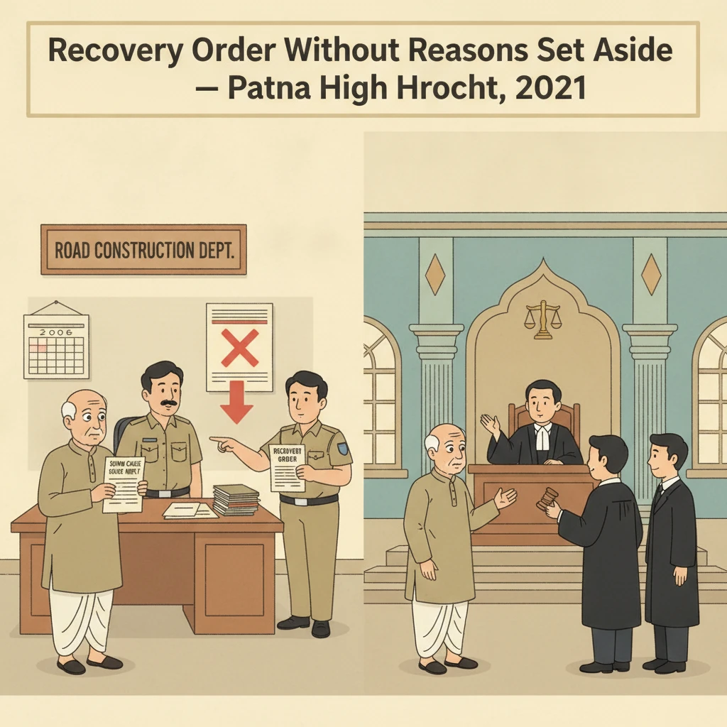 Illustration of Patna High Court reviewing a departmental punishment order against a retired government engineer.