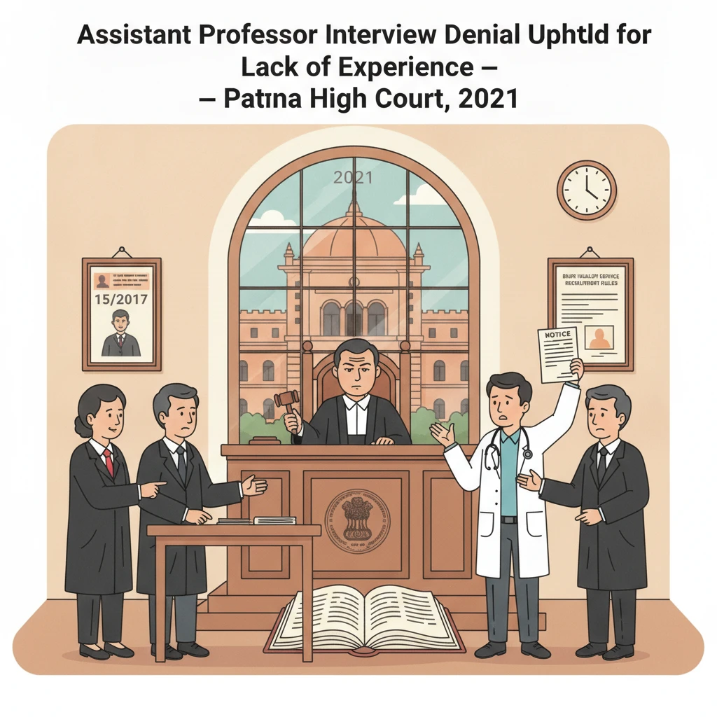 Courtroom illustration showing judicial review of BPSC Assistant Professor eligibility by Patna High Court