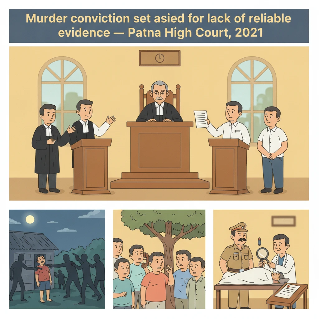 Illustration of Patna High Court examining a criminal appeal against a murder conviction.