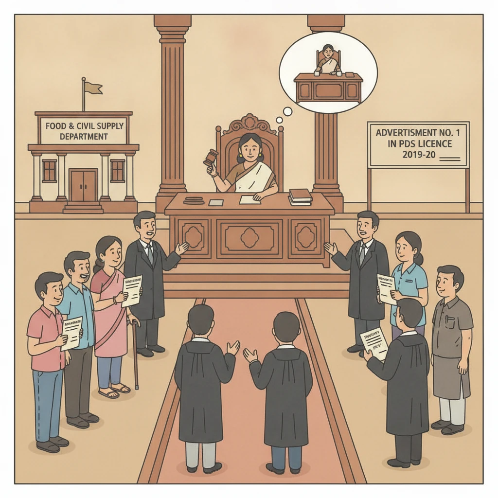 Illustration of Patna High Court reviewing cancellation of PDS dealer selection in Aurangabad.