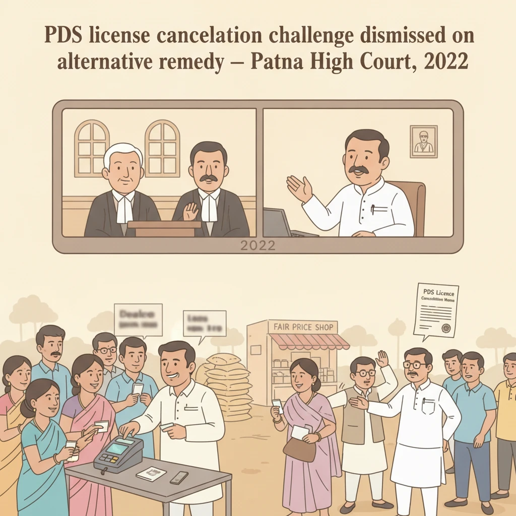Illustration of Patna High Court reviewing a PDS licence cancellation dispute.