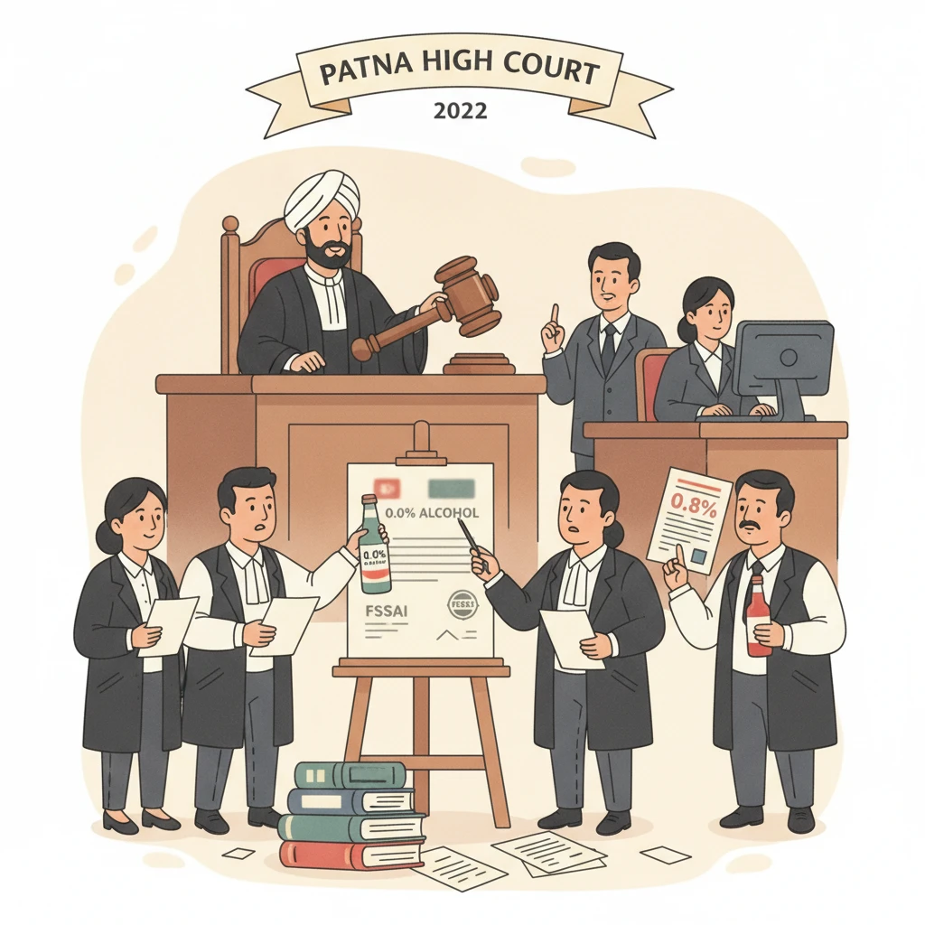Illustration of Patna High Court reviewing a prohibition case on non-alcoholic beverages.