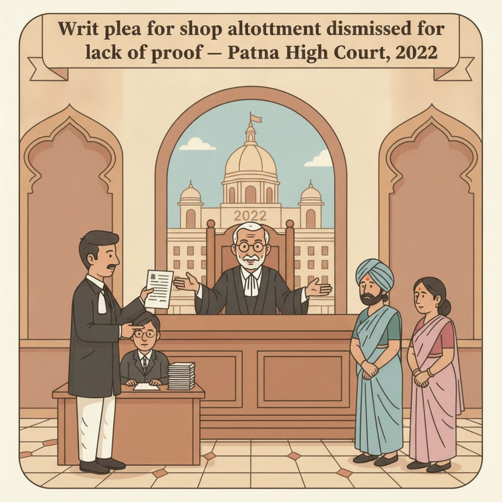 Illustration of Patna High Court hearing on Motihari shop allotment dispute.
