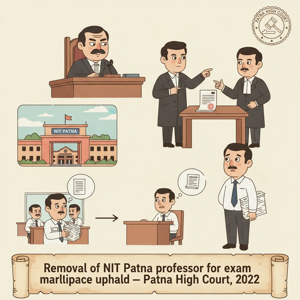 Illustration of Patna High Court reviewing NIT Patna disciplinary action for exam malpractice.