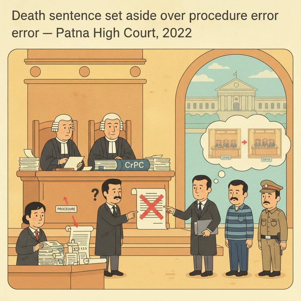 Courtroom scene at Patna High Court focusing on review of a death sentence.