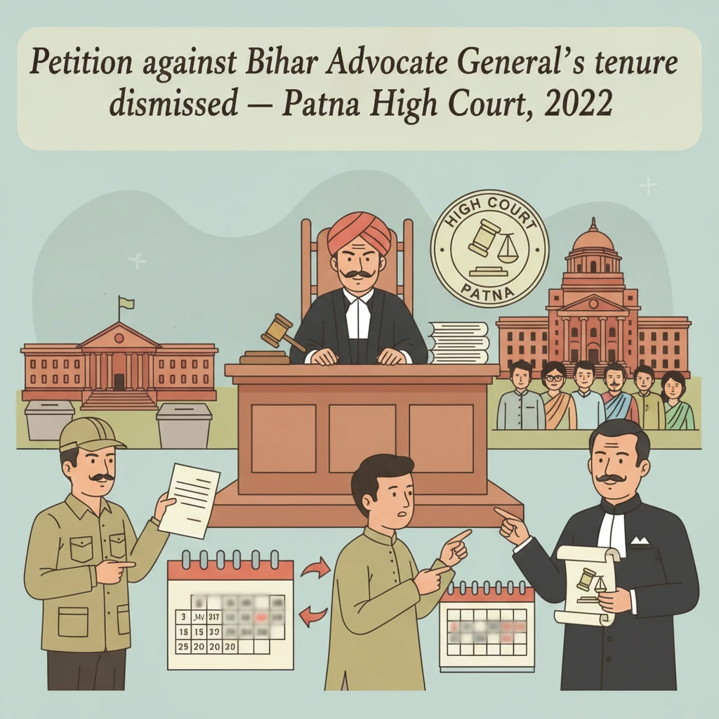 Illustration of Patna High Court examining the tenure of the Advocate General of Bihar.