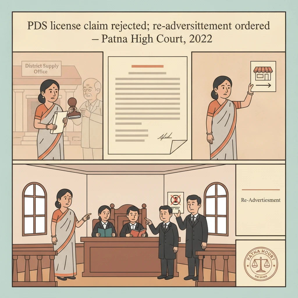 Illustration of Patna High Court reviewing a dispute over a PDS shop licence.