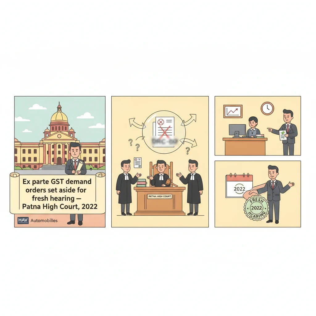 Illustration of Patna High Court reviewing an ex parte GST tax demand order.