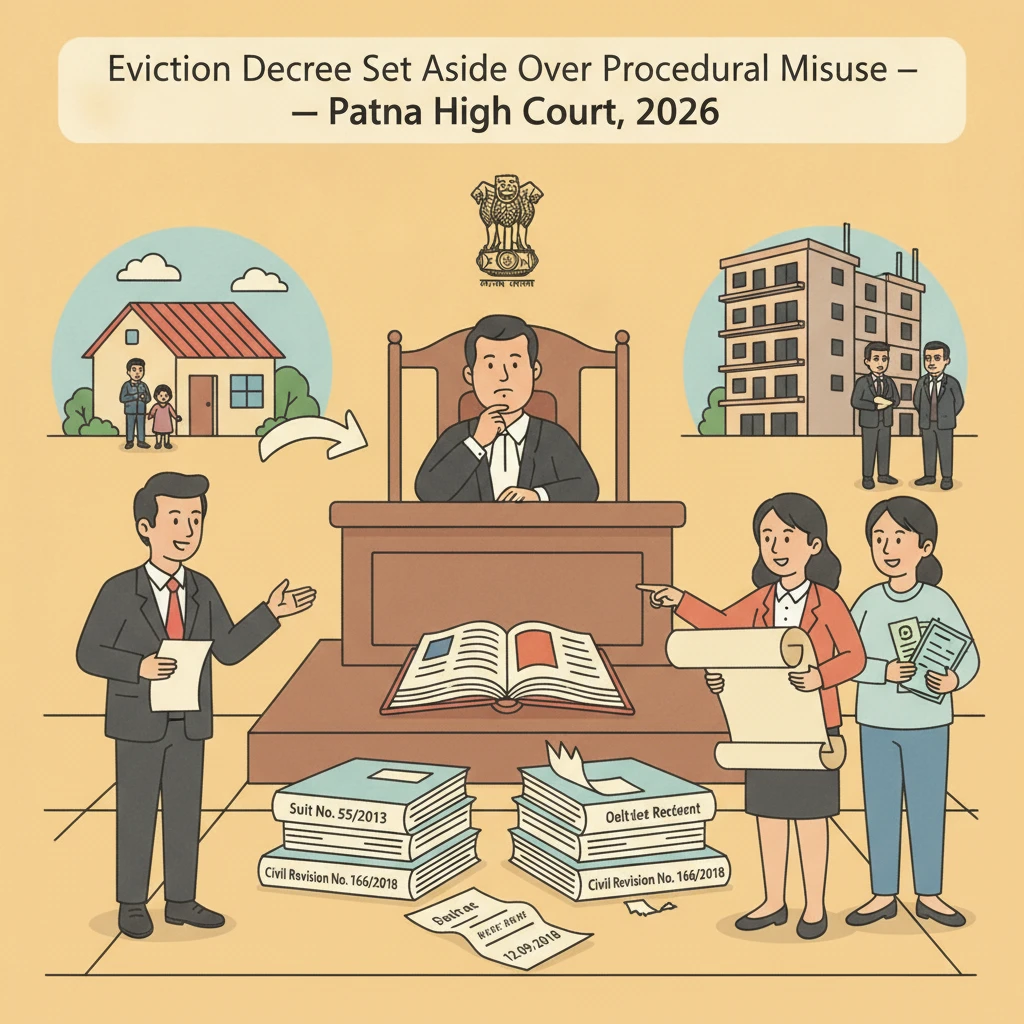 Illustration of Patna High Court reviewing an eviction order under the Bihar rent control law.