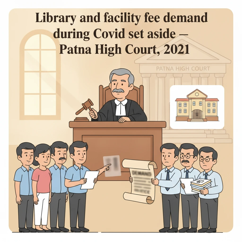 Illustration of Patna High Court examining university fee demands during Covid-19 campus closure.