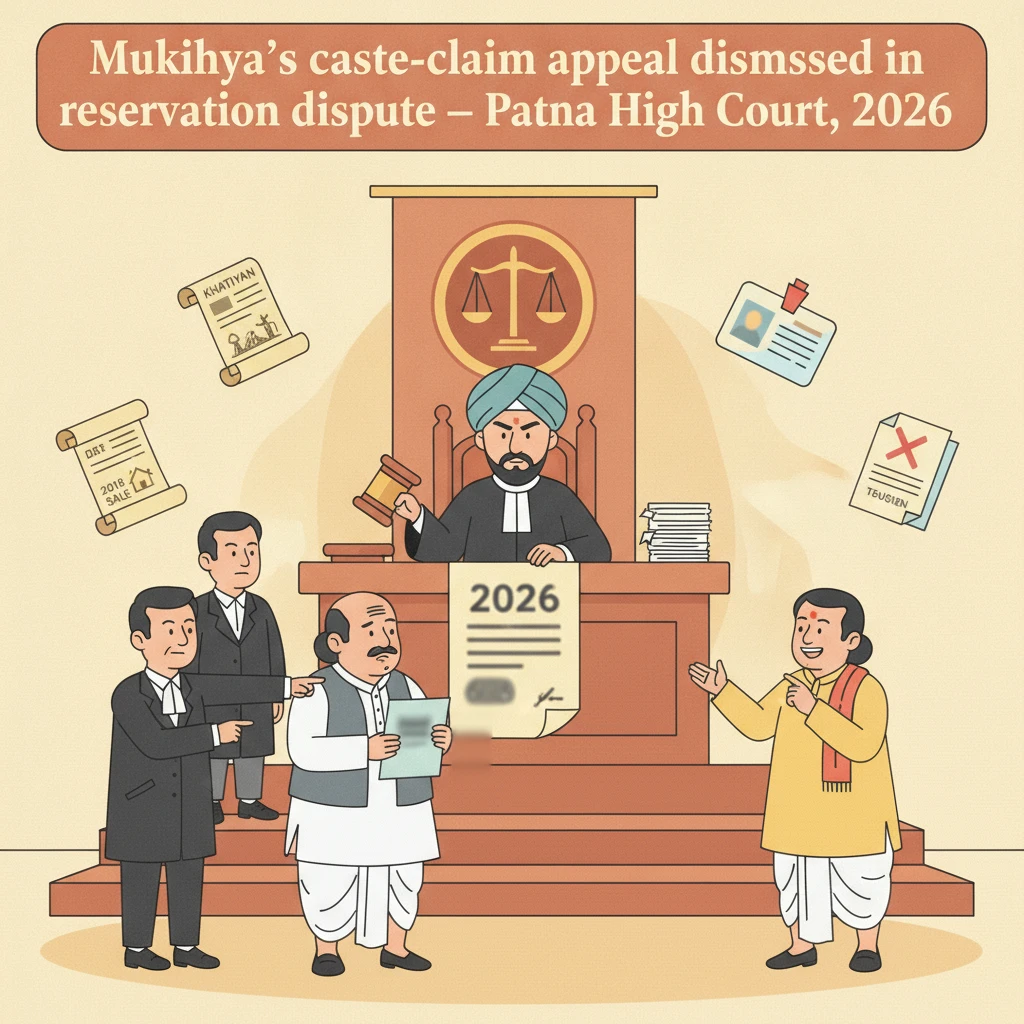 Judges at Patna High Court reviewing documents in a Panchayat caste dispute.