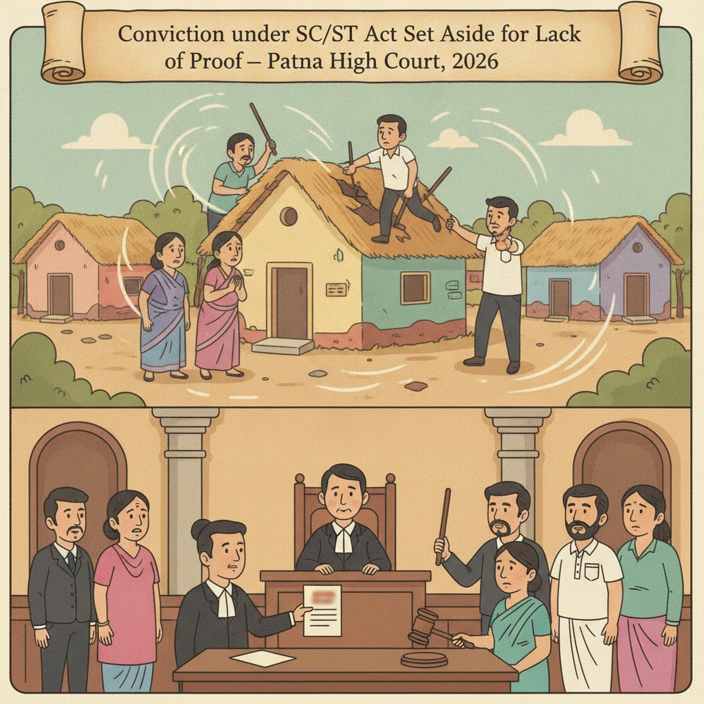 Illustration of Patna High Court reviewing a criminal conviction under the SC/ST Act.