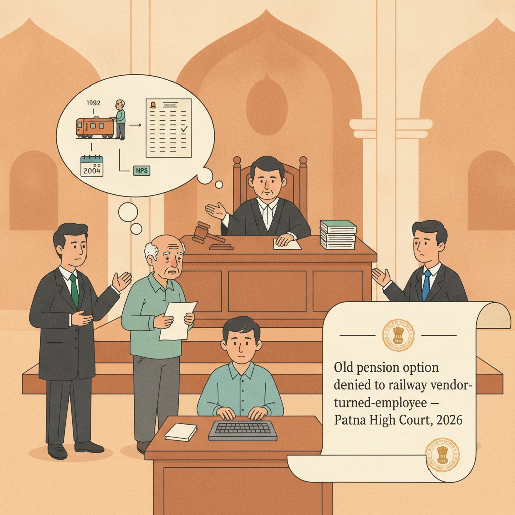 Inside view of a court hall representing the Patna High Court deciding a railway pension dispute.