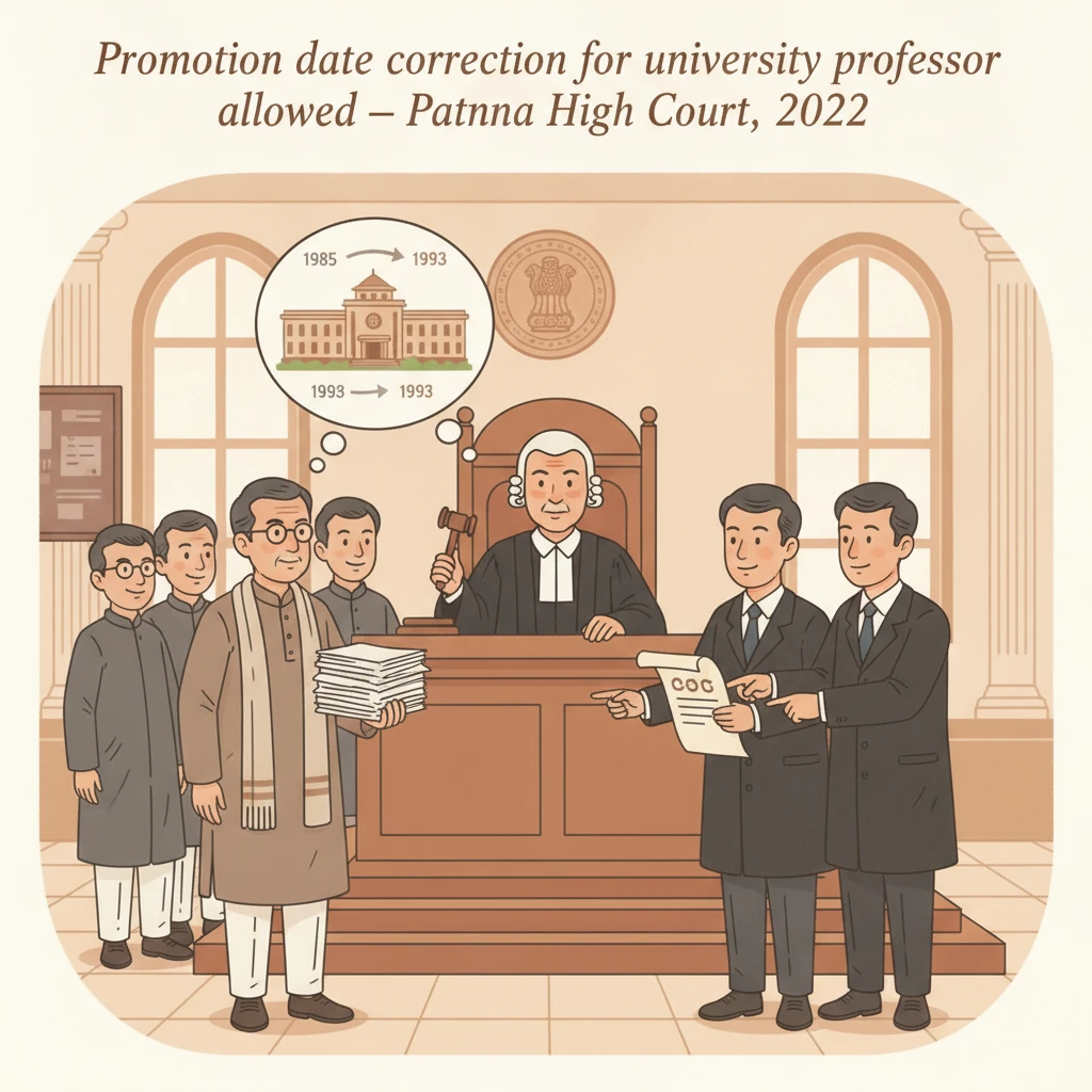 Patna High Court hearing a dispute over a university professor’s time bound promotion.