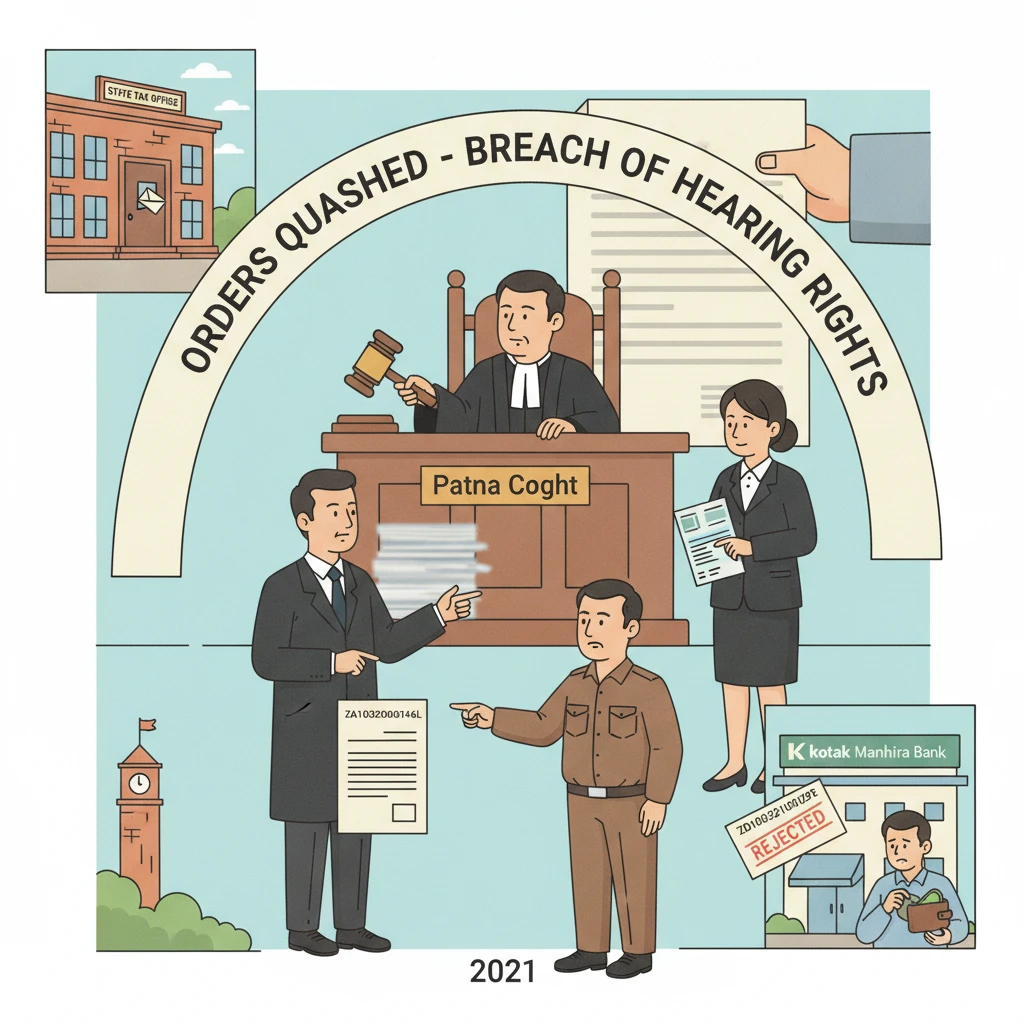 Illustration of Patna High Court reviewing GST demand and recovery actions.