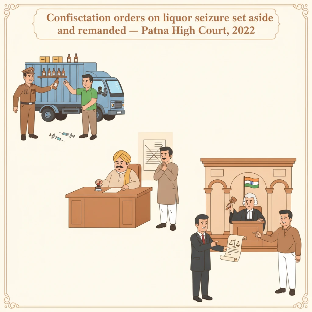 Illustration of Patna High Court reviewing confiscation of a seized truck under Bihar excise law.