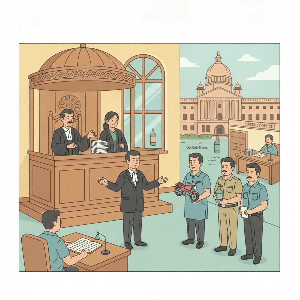 Illustration of Patna High Court overseeing a case on release of a seized vehicle under Bihar liquor law.