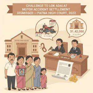 Illustration of Patna High Court considering a Lok Adalat motor accident compensation settlement.